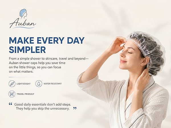 AUBAN DISPOSABLE SHOWER CAPS MAKE EVERY DAY SIMPLER-PACK OF 100 PLASTIC BOWL COVERS HAIR CAP