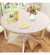 Smiry Round Picnic Tablecloth, Elastic Waterproof Fitted Heavy Duty Vinyl Tablecloths for 45"-56"...