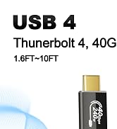 ZIKNYDO 40Gbps for Thunderbolt 4 Cable 6.6FT/2m, USB 4 Data Cable, 8K/4K USB C Display, 240W Char...
