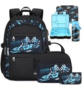 ACSEAK Boys Backpack - 5Pcs Backpack for Boys with Insulated Lunch Bag, Leakproof Lunch Box Water...