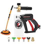 Tool Daily Short Pressure Washer Gun with Foam Cannon, 15° Curved Car Wash Brush with Long Handle...
