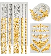 JOERSH 3PCS Baroque Silicone Molds Scroll Border Mold Baroque Clay Mold Fondant Molds for Wedding...
