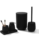 GAHEFY Black Bathroom Accessories Set with Small Trash Can 3 Liter/0.8 Gallon,Toothbrush Holder,S...