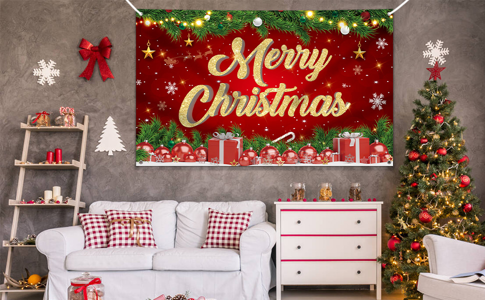 Large Merry Christmas Banner