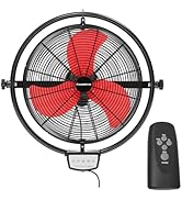 20 IN 5000 CFM Remote Control Wall Mount Fan, 3 Speed Industrial Wall Fan with Timer, Oscillation...