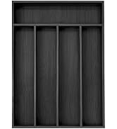 Besilord Bamboo Silverware Holder - Drawer Organizer with 5 Slots (Black)