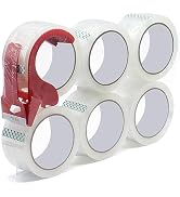 WELSTIK 3" Core, 6 Pack 2 inch x 60 Yards Heavy Duty Clear Packaging Tape with Free Dispenser, In...