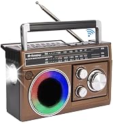M-Amazup Radios Portable AM FM, Retro Portable Radio with Bluetooth Speaker and Flashlight, Stron...