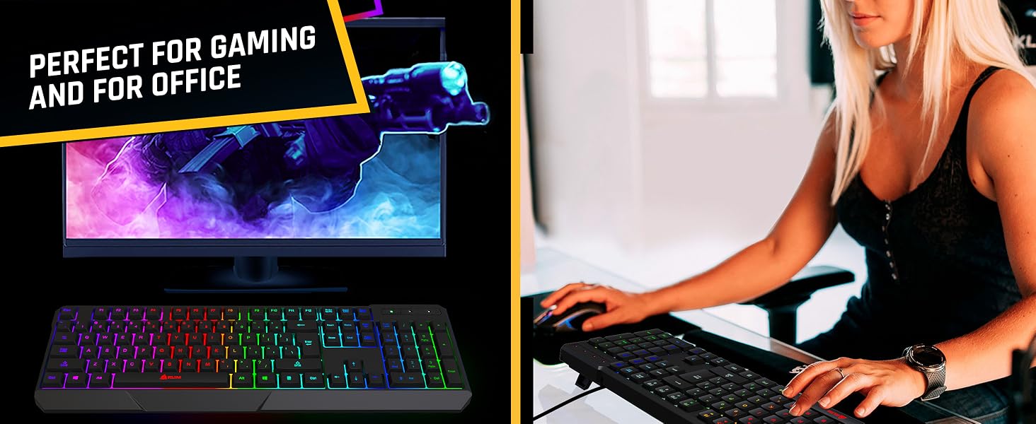 a computer keyboard and mouse on a desk.