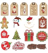SallyFashion 150 PCS Christmas Gift Tags with String, Kraft Paper Tags Hang Name Tags for Xmas DI...
