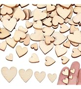 250pcs Heart-Shaped Wood Slices - Unfinished Craft Embellishments, Wooden Hearts for DIY Art (6-1...