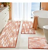 BSICPRO Bathroom Rugs Sets 3 Piece, Non-Slip Chenille Toilet Rugs with TPR Backing, U-Shaped Toil...