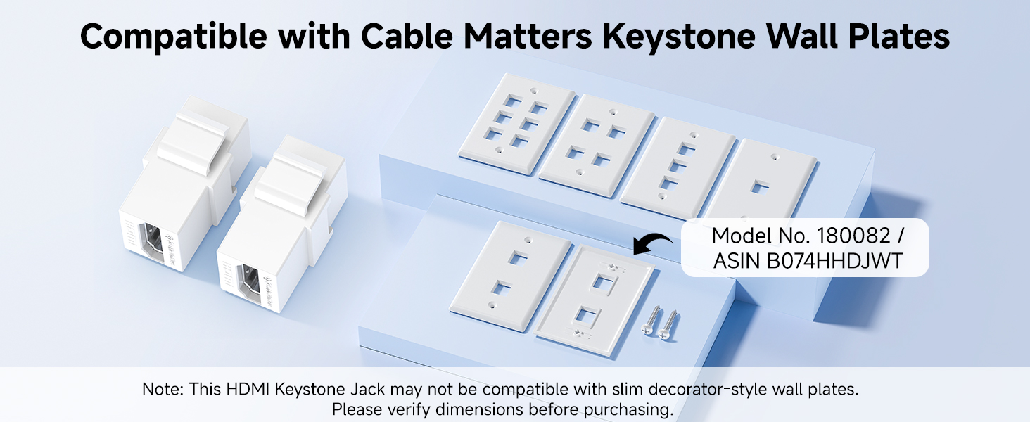 Cable Matters 2-Pack 8K HDMI Keystone Jack with 8K 60Hz and 4K 120Hz (8K Keystone HDMI,