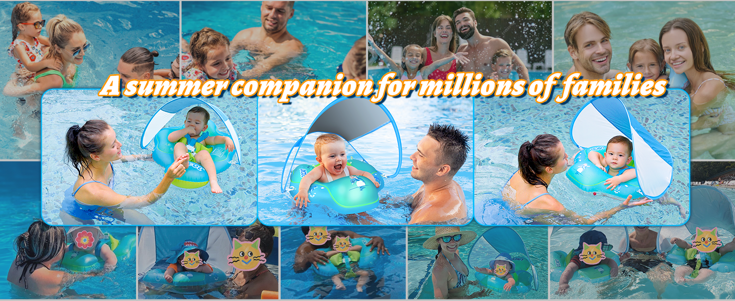 Baby pool float with canopy