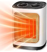 Kismile Portable Electric Space Heater, Small Ceramic Heater Fan with Thermostat, Tip-Over and Ov...