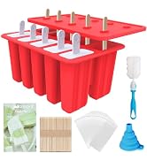Miaowoof Homemade Popsicle Molds, 10-Cav Non-BPA Silicone Ice Pop Maker, with 50 Sticks, 50 Bags,...