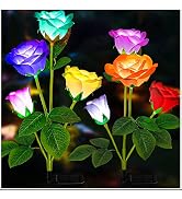 TONULAX Solar Garden Lights - Newest Version Solar Lights Outdoor, 7-Color Changing Rose Lights f...