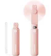 Bearwind Portable Handheld Mini Fan: 2 in 1 Rechargeable Hand Held Fan with Backup Power & Digita...