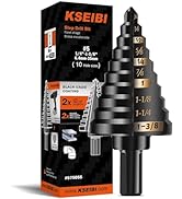 KSEIBI #5 HSS Step Drill Bit Set 1/4-1 3/8" with 3/8 Shank - Black Oxide Finish for Metal, Wood, ...