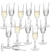 Champagne Glasses Set of 12, 4.4Oz Premium Stemmed Vintage Champagne Glasses, Embossed Cordial Gl...