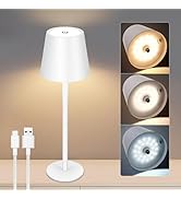 VARICART White Cordless Table Lamp 8-20 Inches Adjustable Height, 5000mAh Rechargeable Battery LE...