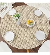 Smiry Round Picnic Tablecloth, Wipeable Flannel Backed Vinyl Tablecloths for 45" - 56" Tables, Wa...