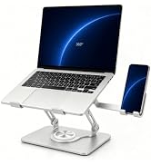 2-in-1 Laptop Stand with Phone Holder, 360° Swivel Laptop Riser for Desk | Fits 10-16 Inch Laptop...