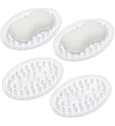 4 Pieces Plastic Soap Dish Clear Bar Holder Tray Self Draining Soap Saver with Holes Soap Contain...