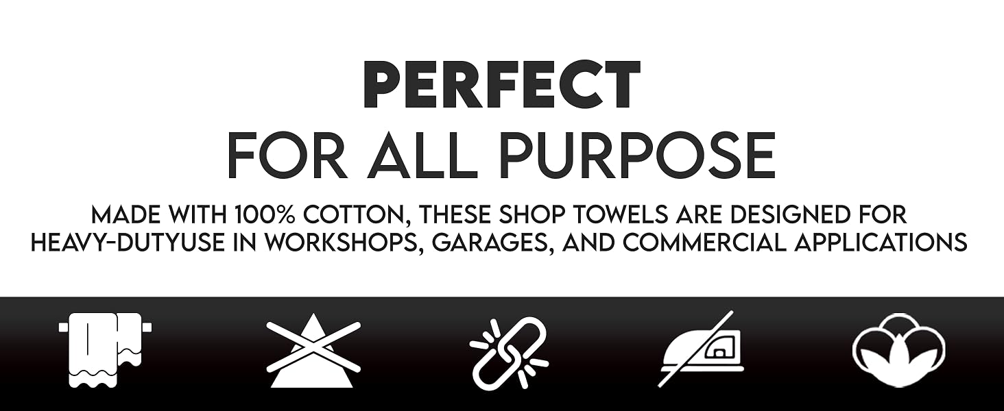 Shop towels, lint-free rags, absorbent cloths – reusable, durable, multi-purpose cleaning towels
