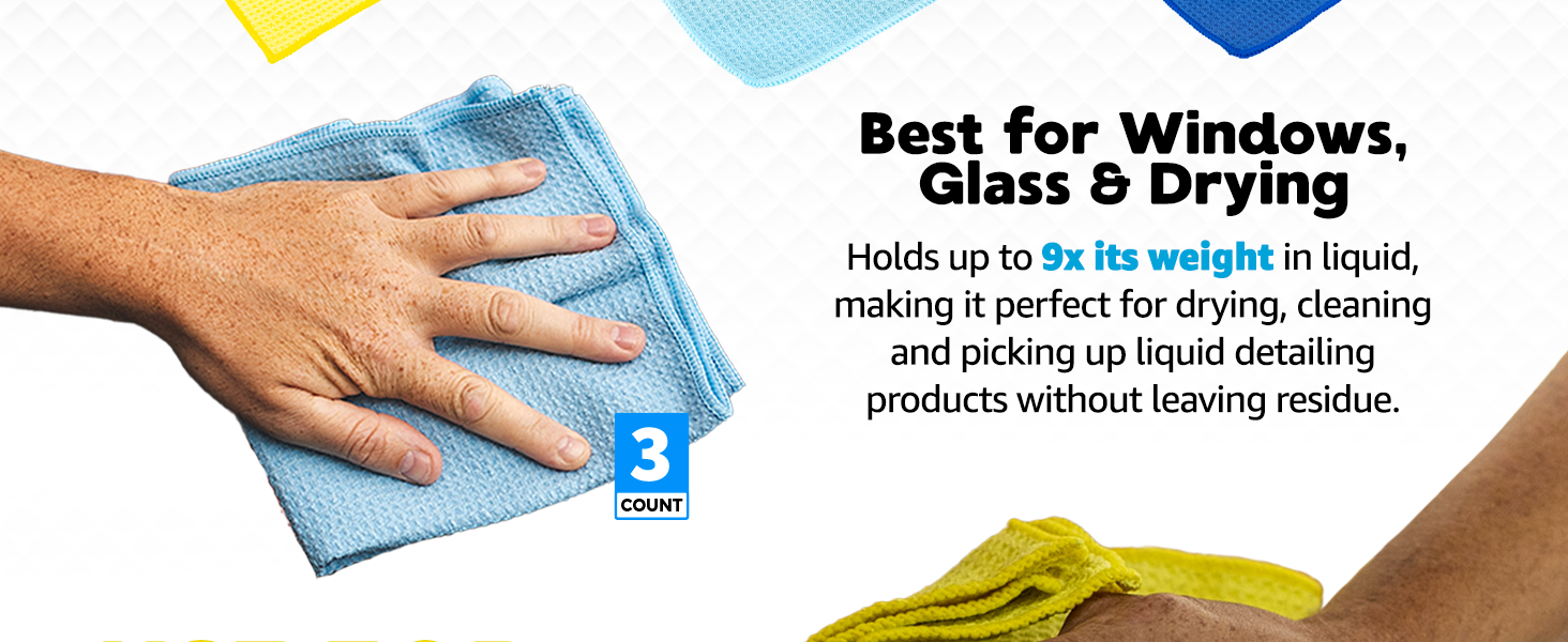The Standard Waffle Weave, a versitile towel made for cleaning windows and glass.
