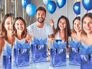 Blue gift bags