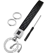 GABOX Extended Wristlet Keychain for Women Rhinestone Ring Carabiner & Horseshoe Clasp for Car Ke...