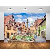 BELECO 7x5ft Fabric Oktoberfest Backdrop Germany Bavarian Street Backdrop Historic Town Rothenbur...