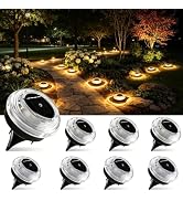 Solar Ground Lights 8 Pack Landscape Lighting 3000K Solar Lights Outdoor IP67 Waterproof Solar Ga...