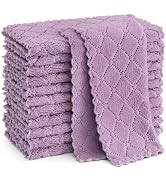 Homaxy 12 Pack Kitchen Dish Cloths(10 x 10 Inches, Purple), Super Soft and Absorbent Coral Velvet...