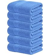 Infinitee Xclusives Blue Hand Towels for Bathroom - Set of 6 (16x28 inches) 600 GSM, 100% Cotton ...