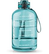 GEMFUL 3 Liter Water Bottle with Straw 101oz BPA-Free Leakproof Time Marker Handle for Gym Sports...