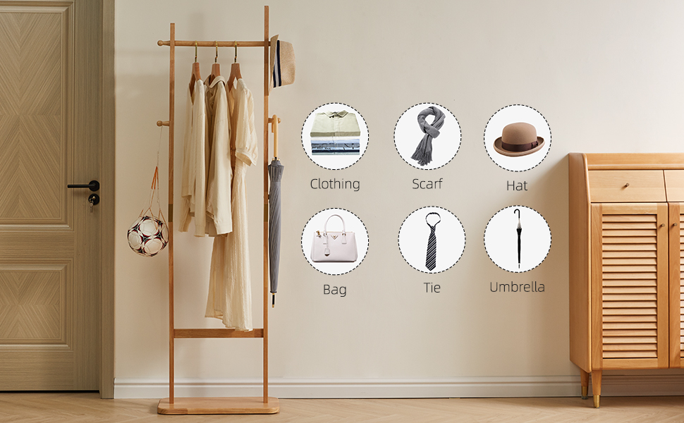The coat rack tree can hang clothes,hats,bags,umbrella and football