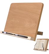 Book Stand for Reading,8 Adjustable Height Holder Tray with Page Clips for Textbook/Cookbook/Musi...
