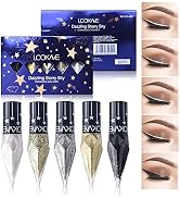 Go Ho Glitter Liquid Eyeliner Colorful Set,5 Colors Metallic Shimmer White Silver Gold Diamond Ey...