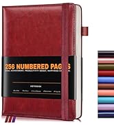 Lined Journal Notebook for Women Men, 256 Numbered Pages Hardcover Leather Journals for Writing, ...