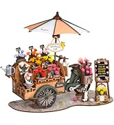 Rolife 3D Wooden Puzzles for Adults, Model Building Kit Flower Cart to Build, Fun Construction Pr...
