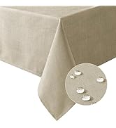H.VERSAILTEX Linen Textured Table Cloths Rectangle 60 x 104 Inch Premium Solid Tablecloth Spill-P...