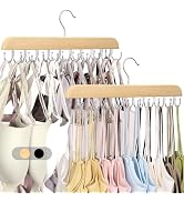 2 Pack Bra Hangers for Closet Organizer, Round Rectangle Bra Organizer with 40 Stainless Steel Ho...