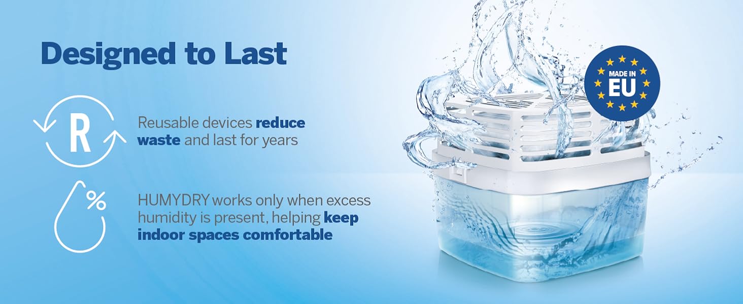 HUMYDRY works only when excess humidity is present, helping keep indoor spaces comfortable