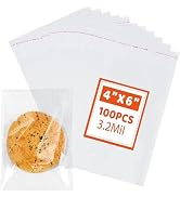 RONSBILL 100PCS 4x6 Inches Thick Clear Self Sealing Cellophane Bags Cookie Bags Self Adhesive Res...