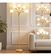 GyroVu Medusa Floor Lamp, Multi Head Modern Tall Lamp with Adjustable Gooseneck Standing Gold Lam...