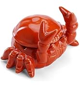 Crab Ashtray with Lid, Ceramic Windproof Cigarette Ashtray for Indoor or Outdoor Use Desktop Deco...