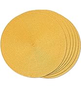 FunWheat Round Braided Placemats Set of 6 Table Mats for Dining Tables Woven Washable Non-Slip Pl...