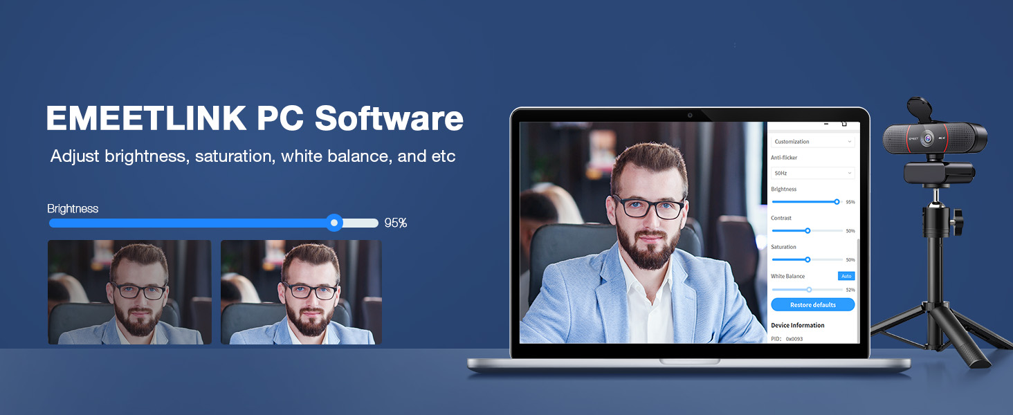 webcam for pc 4k with EMEETLINK Adjustment